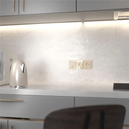 Выключатель двухклавишный проходной с подсветкой (айвори акрил) W1122143 - фото 4