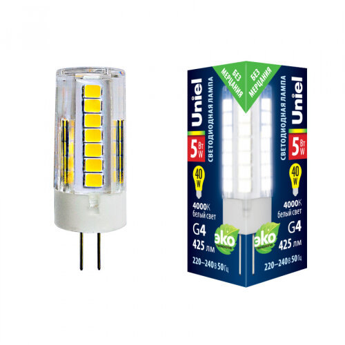 LED-JC-220-5W-4000K-G4-CL GLZ09TR Лампа светодиодная, прозрачная, Белый свет 4000К. - фото 1