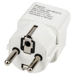 S-GES1-10S WHITE Переходник сетевой, 10А, 2500Вт, с заземлением, Белый