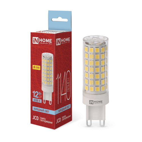 Лампа светодиодная LED-JCD 12Вт 230В G9 6500К 1140Лм IN HOME - Фото
