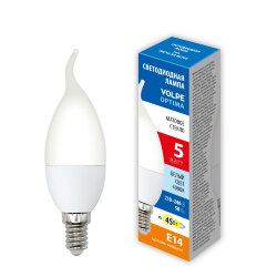 LED-CW37-5W-4000K-E14-FR-SLS Лампа светодиодная, Форма свеча на ветру, матовая, Белый свет 4000K