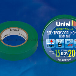 UIT-135P 20-15-01 GRN Изоляционная лента Uniel 20м, 59мм, 0.135мм, 1шт, цвет Зеленый