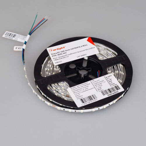 Светодиодная лента RT-G60-5mm 24V RGB (6.6 W/m, IP20, 3838, 5m) (Arlight, узкая) - фото 4