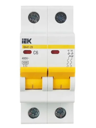 Выключатель автоматический модульный 2п C 6А 4.5кА ВА47-29 KARAT IEK MVA20-2-006-C - фото 2