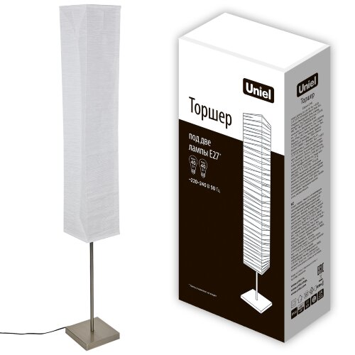 UML-T400 2хE27 WHITE Торшер напольный под две лампы E27, 2х60W, Механический выключатель, Белый, ТМ Uniel - фото 9