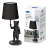 UML-B465 E14 SILVER-BLACK Светильник настольный декоративный Кот, под лампу E14, 40W, Механический выключатель, Серебристый-черный - фото 3