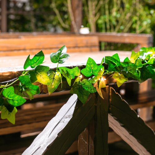 USL-S-135-PT2000 IVY Садовая гирлянда на солнечной батарее Плющ, 20 светодиодов, Теплый белый свет, 1xАА Ni-Mh аккумулятор в-к, IP44, TM Uniel - фото 6