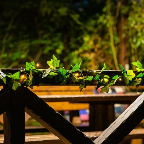 USL-S-135-PT2000 IVY Садовая гирлянда на солнечной батарее Плющ, 20 светодиодов, Теплый белый свет, 1xАА Ni-Mh аккумулятор в-к, IP44, TM Uniel - фото 8