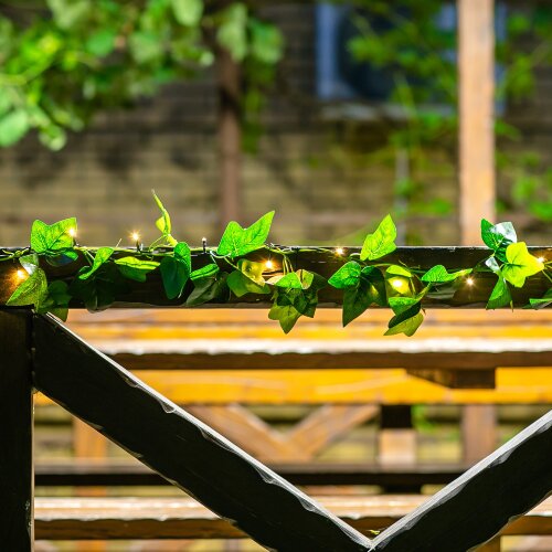 USL-S-135-PT2000 IVY Садовая гирлянда на солнечной батарее Плющ, 20 светодиодов, Теплый белый свет, 1xАА Ni-Mh аккумулятор в-к, IP44, TM Uniel - фото 9