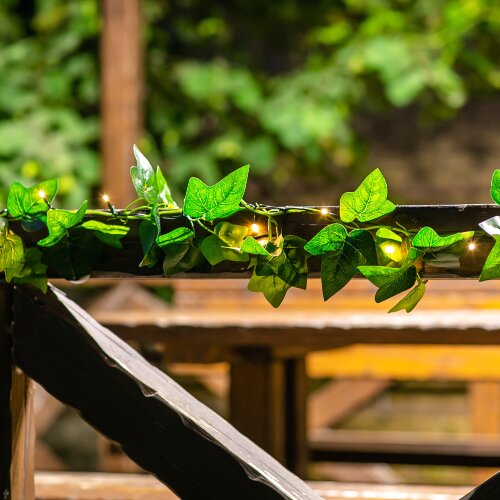 USL-S-135-PT2000 IVY Садовая гирлянда на солнечной батарее Плющ, 20 светодиодов, Теплый белый свет, 1xАА Ni-Mh аккумулятор в-к, IP44, TM Uniel - фото 10