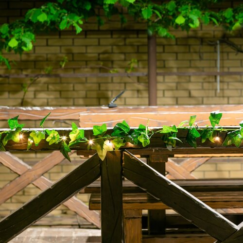 USL-S-135-PT2000 IVY Садовая гирлянда на солнечной батарее Плющ, 20 светодиодов, Теплый белый свет, 1xАА Ni-Mh аккумулятор в-к, IP44, TM Uniel - фото 5