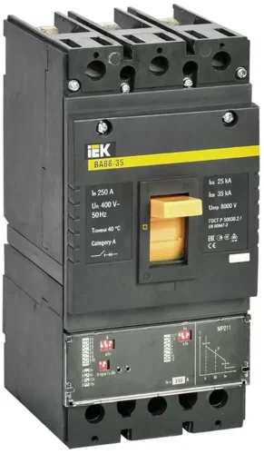 Выключатель автоматический 3п 250А 35кА ВА 88-35 электр. расцеп. MP 211 KARAT IEK SVA31-3-0250 - фото