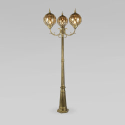 Уличный трехрожковый светильник на столбе IP44 Sirius F/3 черное золото (025304)