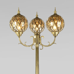 Уличный трехрожковый светильник на столбе IP44 Sirius F/3 черное золото (025304)