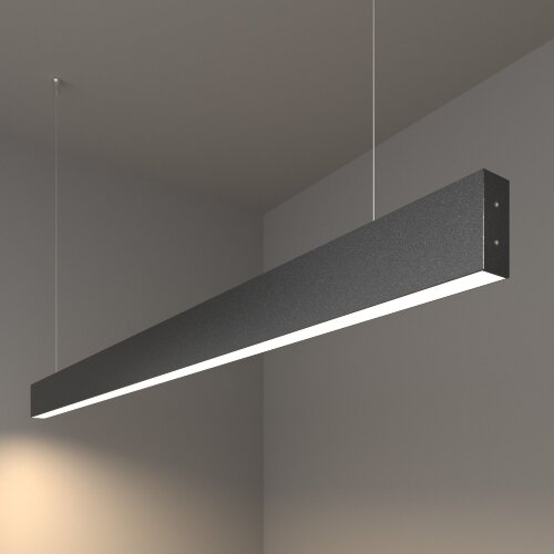 Линейный светодиодный подвесной односторонний светильник 128см 25Вт 4200К черная шагрень - фото 1