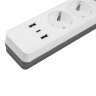 S-GSR3-1.5 U2C1 WHITE-GREY Сетевой фильтр серии Standard, шнур 1.5м Пвс 3х0.75, 3 гнезда, с-з, 2USB+1TYPE C, 10A, 2500Вт, Белый-серый, TM Uniel - фото 6