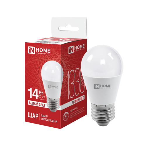 Лампа светодиодная LED-ШАР-VC 14Вт 230В E27 4000K 1330Лм IN HOME - Фото 2