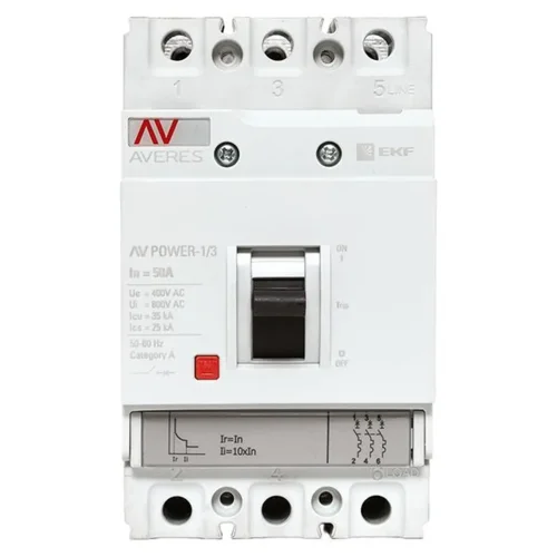 Выключатель автоматический 3п 50А 35кА AV POWER-1/3 TR AVERES EKF mccb-13-50-TR-av - фото 5