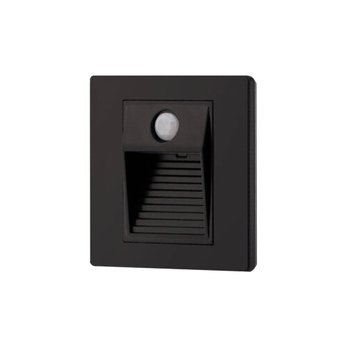 DK1020-BK Светильник встраиваемый в стену c датчиком движения, IP 20, LED 3000, 1 Вт, черный, пластик.