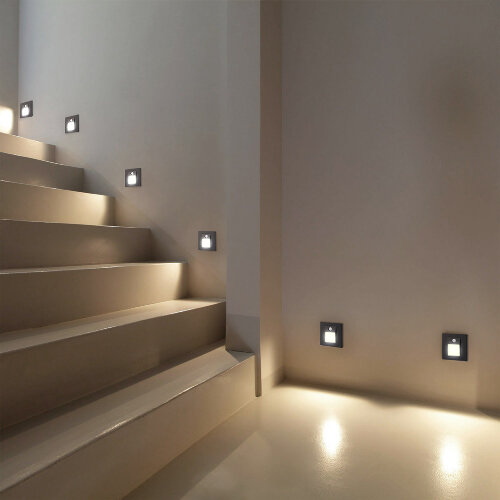 DK1020-BK Светильник встраиваемый в стену c датчиком движения, IP 20, LED 3000, 1 Вт, черный, пластик. Фото 3