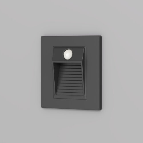 DK1020-BK Светильник встраиваемый в стену c датчиком движения, IP 20, LED 3000, 1 Вт, черный, пластик.