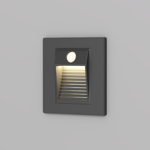 DK1020-BK Светильник встраиваемый в стену c датчиком движения, IP 20, LED 3000, 1 Вт, черный, пластик. Фото 2