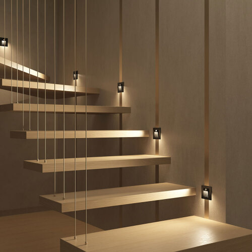 DK1020-BK Светильник встраиваемый в стену c датчиком движения, IP 20, LED 3000, 1 Вт, черный, пластик. Фото 5