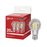 Лампа светодиодная LED-A60-deco 4PACK 20Вт 230В Е27 4000К 1890Лм (4шт./упак) прозрачная IN HOME - Фото