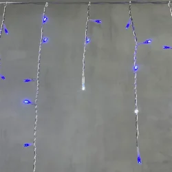 Гирлянда Бахрома 3,1 x 0,5 м Синяя с Мерцанием Белого Диода 220В, 150 LED, Провод Прозрачный ПВХ, IP54