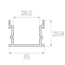 Профиль накладной алюминиевый LC-LP-2635-2 Anod