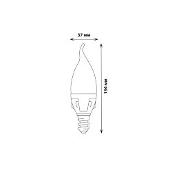 LED-CW37 7W-4000K-E14-FR-DIM PLP01WH Лампа светодиодная, диммируемая, Форма свеча на ветру, матовая, Серия Яркая, Белый свет 4000K.