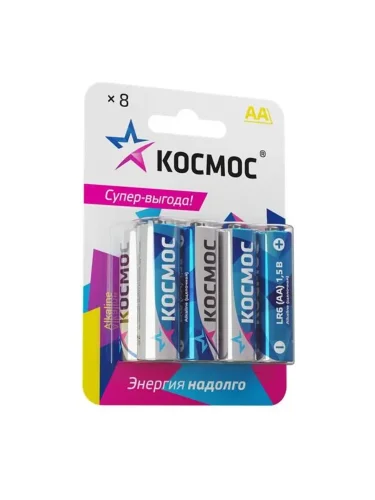 Элемент питания алкалиновый AA/LR6 BP-8 (блист.8шт) КОСМОС KOCLR6BL8 - фото