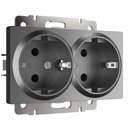 Розетка двойная с заземлением (графит матовый) W1172064 - фото
