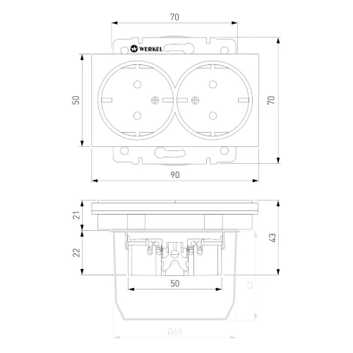 Розетка двойная с заземлением (графит матовый) W1172064 - фото 4