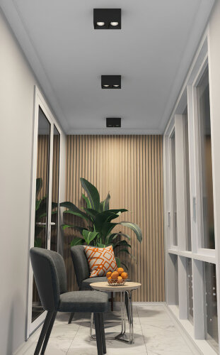 DK3085-BK+CH Светильник накладной IP 20, 10 Вт, GU5.3, LED, черный/хром, пластик. Фото 2