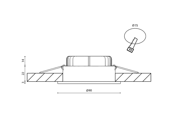 'Светильник светодиодный потолочный встраиваемый наклонный, серия FA, Белый, 7,5Вт, IP54, Нейтральный белый (4000К), FA-NIA-179612EA-WH-NW. Фото 3