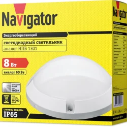 Светильник светодиодный 94 829 NBL-PR1-8-4K-WH-IP65-LED 8Вт 4000К IP65 ЖКХ поликарбонат круг бел. (аналог НПП) Navigator 94829