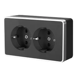 Розетка двойная с заземлением Gallant черный/хром W5072135