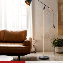 Светильник напольный под лампу ТНО 01К-Е27Ч 230В черный плафон, черный корпус IN HOME