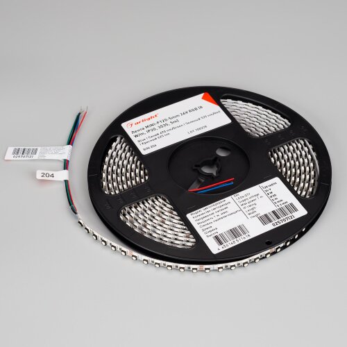 Светодиодная лента MINI-F120-5mm 24V RGB (8 W/m, IP20, 3535, 5m) (Arlight, узкая) - фото 3