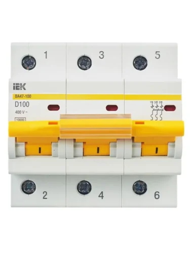 Выключатель автоматический модульный 3п D 100А 10кА ВА47-100 KARAT IEK MVA40-3-100-D - фото 2