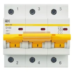 Выключатель автоматический модульный 3п D 100А 10кА ВА47-100 KARAT IEK MVA40-3-100-D
