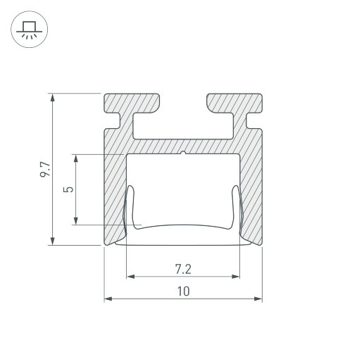 Профиль PIK-1010-2000 ANOD (Arlight, Алюминий) - фото 3