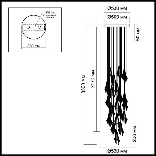 Люстра каскадная «ODEON LIGHT EXCLUSIVE» 5442/137L, серия: AFALINA (крепление на планке). Фото 2.
