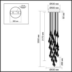 Люстра каскадная «ODEON LIGHT EXCLUSIVE» 5442/137L, серия: AFALINA (крепление на планке)