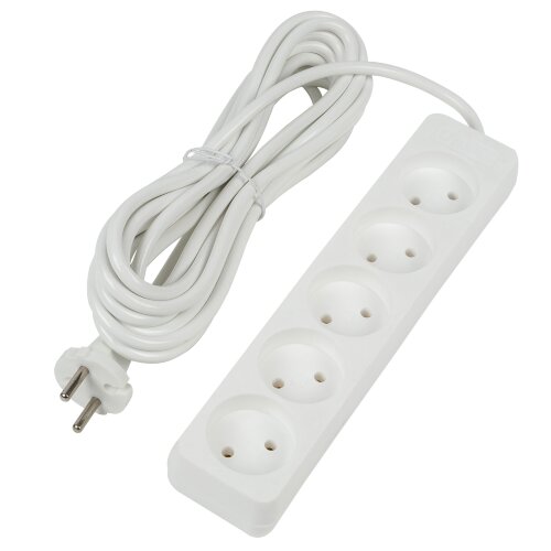 S-CU5-5 WHITE Удлинитель серии Ultra, шнур 5м., 5 гнезд, 10A, б-з, Белый, TM Uniel - фото 1