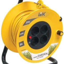 Удлинитель на катушке 4х20м без заземл. 6А IP20 Garden УК20 2х0.75 термозащита IEK WKP23-06-04-20