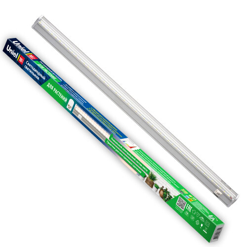 ULI-P10-18W/SPFR IP40 SILVER Светильник для растений светодиодный линейный, 560мм, выкл. на корпусе. Спектр для фотосинтеза. TM Uniel - фото