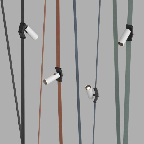 DK5547-BW+BK Поворотный светильник для трека-ремня Belty, серия Spot, со светодиодом, D35*L126.5мм, 48V DC, 7W, RA90, 30°, 3000K, IP20, белый с черным, алюминий. Фото 4