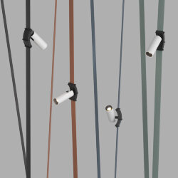 Поворотный светильник для трека-ремня Belty, серия Spot, со светодиодом, D35*L126.5мм, 48V DC, 7W, RA90, 30°, 3000K, IP20, белый с черным, алюминий, Denkirs DK5547-BW+BK